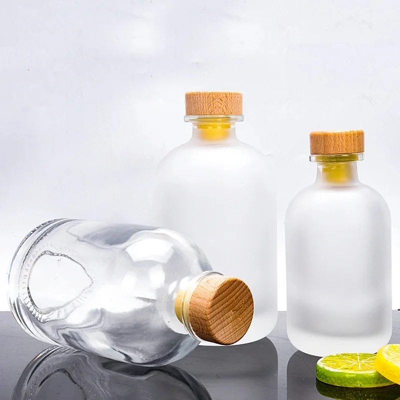 200ml Transparent Customized Cork Top Liquor Spirits Rum Vodka Whiskey Tequila Gin Oslo Glass Bottles