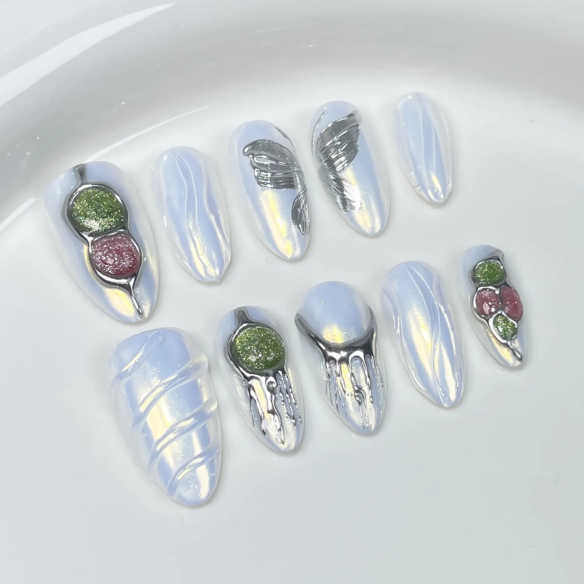 Wholesale new style Private Label high quality fake nails with different sizes for many designs nail art 10pcs handmade nails