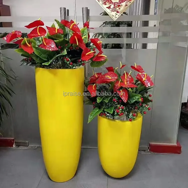Garden tall white fiber cement planters / fiberglass resin planters / flower pot for living room