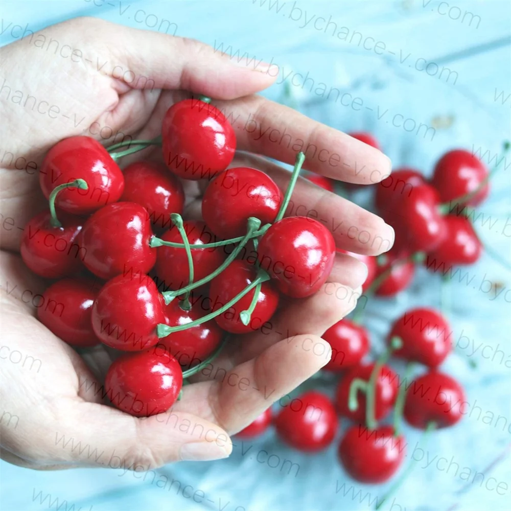Christmas Door Wreath Diy Ornaments Lifelike Artificial Fruit Fake Red Dark Cherry for Party Event Decoration