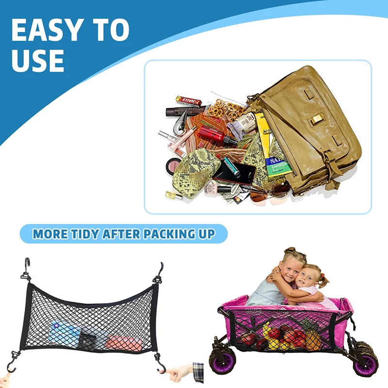 OEM Factory Cargo Net for Heavy Duty Stroller Wagon Stretchable Pocket Large Storage Mesh Net for Folding Wagon Cart Accessories