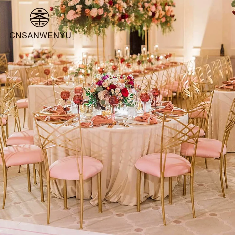 Wholesale Luxury Stacking Iron Gold Crossback Chair Wedding For Event Reception