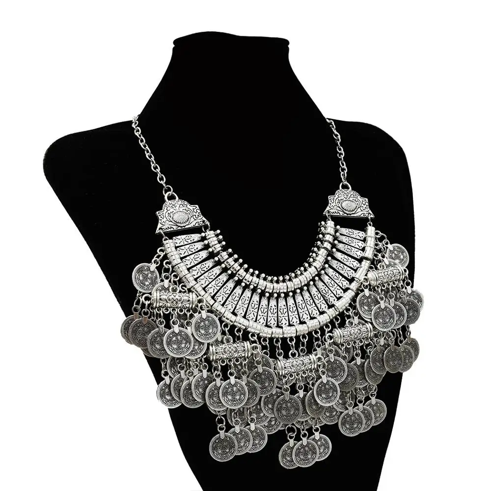 Fashion jewelry set turkish coin necklace with colorful stones and Earrings