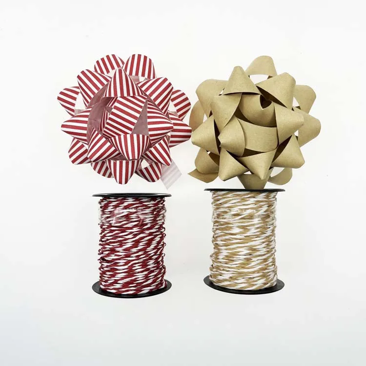 Natural Colorful Twisted 2mm Striped Paper Raffia Yarn Paper Ribbon Yarn for Gift Wrapping Crafting Packing