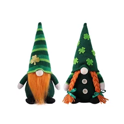 B042 2Pcs Mr And Mrs Green Buffalo Check Plaid Handmade Scandinavia Irish Decorations Home Table Ornaments St Patricks Day Gnome