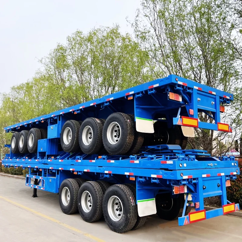Low Bed Semi Trailer 40 Ft 3 Axles Flatbed Container Semi Trailer Skeleton Semi Trailer Container Chassis