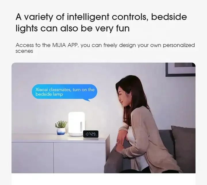 Xiaomi Mijia Bedside Lamp 2 Smart Light Voice Touch Switch Home Bulb  Homekit Clock Table Wireless Control Bedroom Desk
