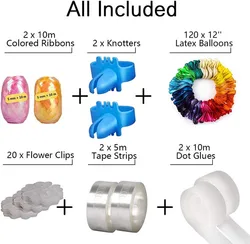 149 PCS Balloon Pump Kit Portable Dual Nozzle Electric Balloon Blower Inflator  Assorted Balloons Decorating Strip Kit