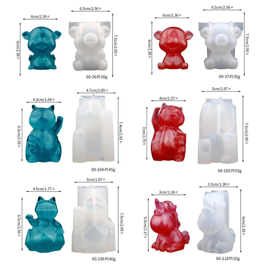 Crystal Epoxy three-dimensional praying pig unicorn small flying elephant mold Fragrant rabbit mold aroma sleeping baby silicone