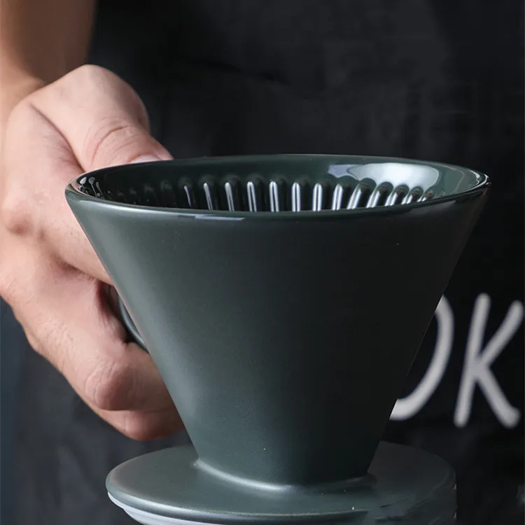 Household filter cup container two-in-one set three-color optional ceramics can be customized v60 coffee dripper