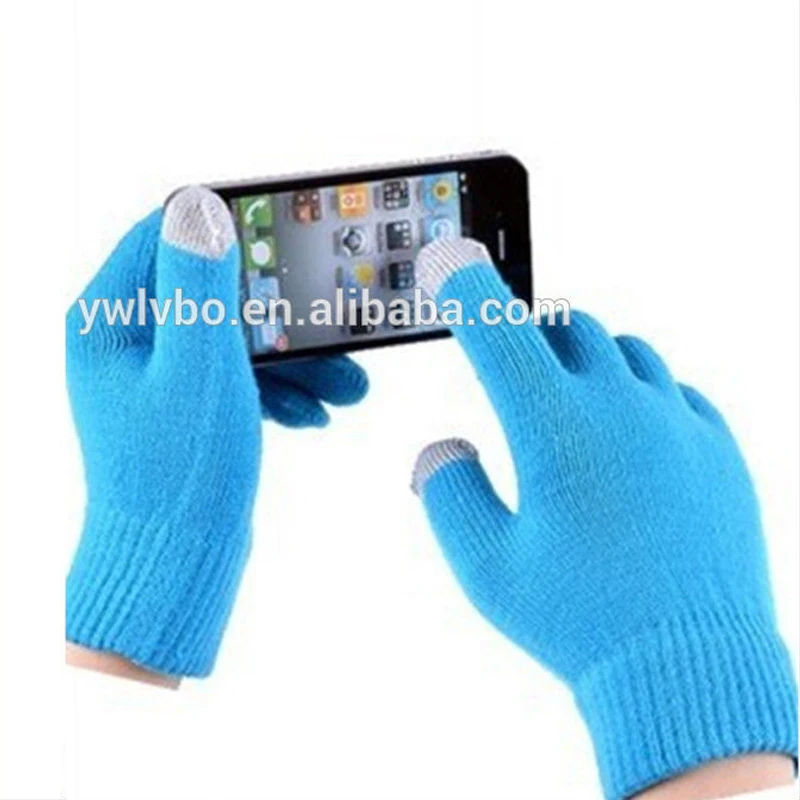 Stocks new cashmere brushed knitted gloves lady jacquard touch screen gloves keep warm winter gloves