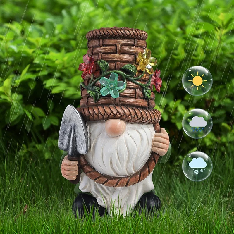 American garden shovel fairy resin crafts ornaments solar night light new garden lawn resin craft decoration
