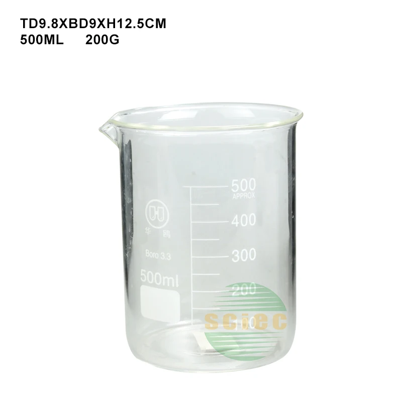 Glass Beaker Set of 5 Borosilicate Thick Low Form /	 measuring cup- 50ml, 100ml, 250ml, 500ml, 1000ml