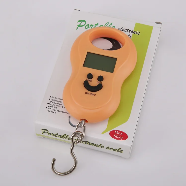 50kg x 10g Mini Digital Scale for Fishing Luggage Travel Weighting Steelyard Hanging Electronic Hook Scale Kitchen Weight Tool