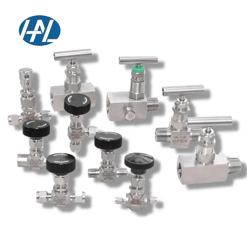 316 stainless steel ferrule needle valve small flow needle valve high pressure and high temperature resistant stop valve 1 / 16