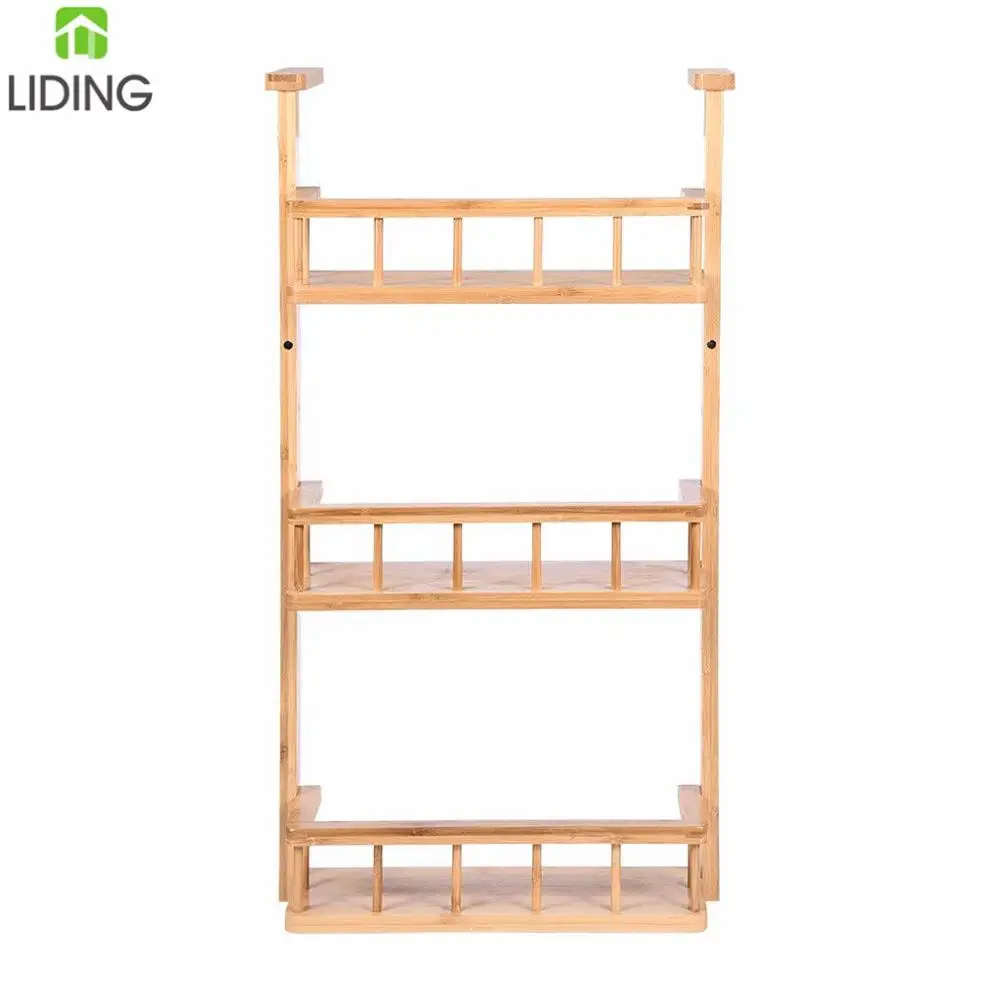 Bamboo Refrigerator Side Storage Shelf, 3 Tiers Kitchen Organizer Spice Jars Rack