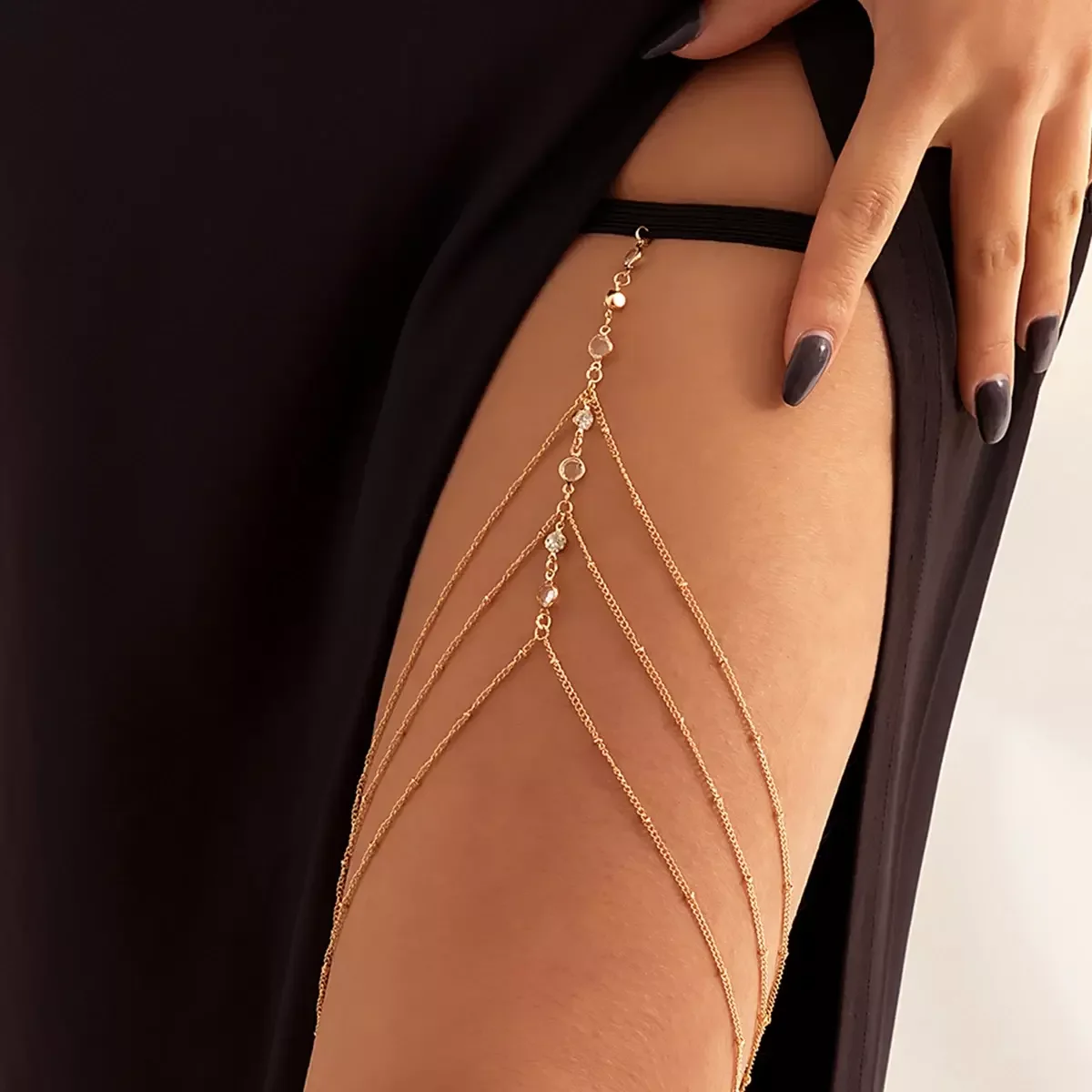 SHIXIN Body Chains Crystal Thigh White Rhinestone Chain Women Leg Jewelry Bling Pearl New Arrival