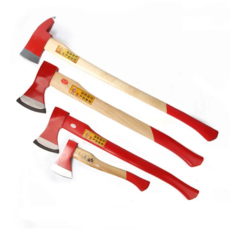 China manufacturer fire ax firefighter survival hatchet axes emergency gear tool firewood axe with wood handle for sale
