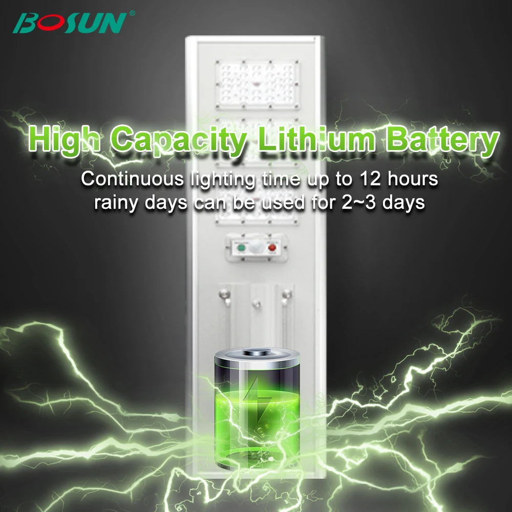 BOSUN Outdoor ip65 waterproof Hight Lumen solar led street lamp light 50w 60watt 80w solar led street light