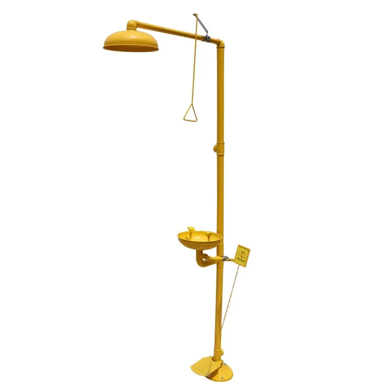Yellow safety equipment ABS coating emergency eye wash and shower
