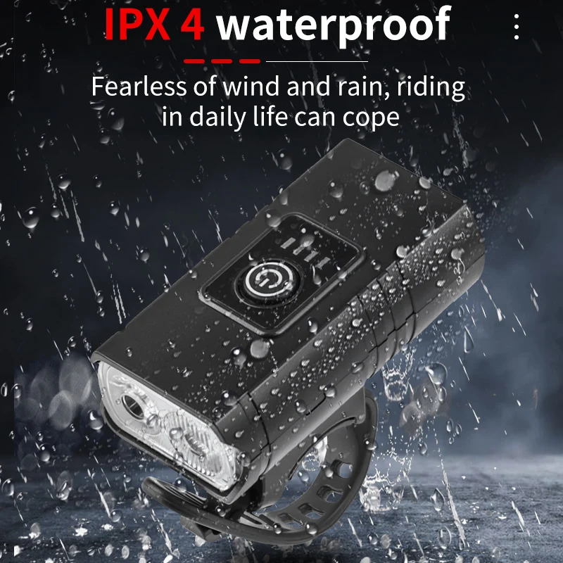 High Quality ABS Lightweight Bicycle Lights 2 Lights XPE Power Display Bike Lights Type-c Rechargeable Cycling Bicycle Lamp