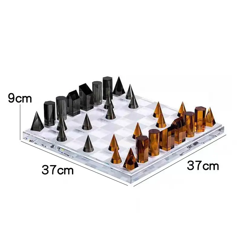 Custom Made Plexiglass Chess Set Luxury Black & Clear Acrylic Checkers Set