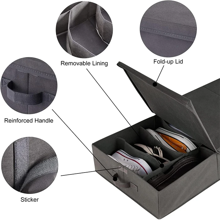 Folding Underbed Home Organization Fabric Storage Shoes Organizers Bins Stackable Storage Boxes With Lid