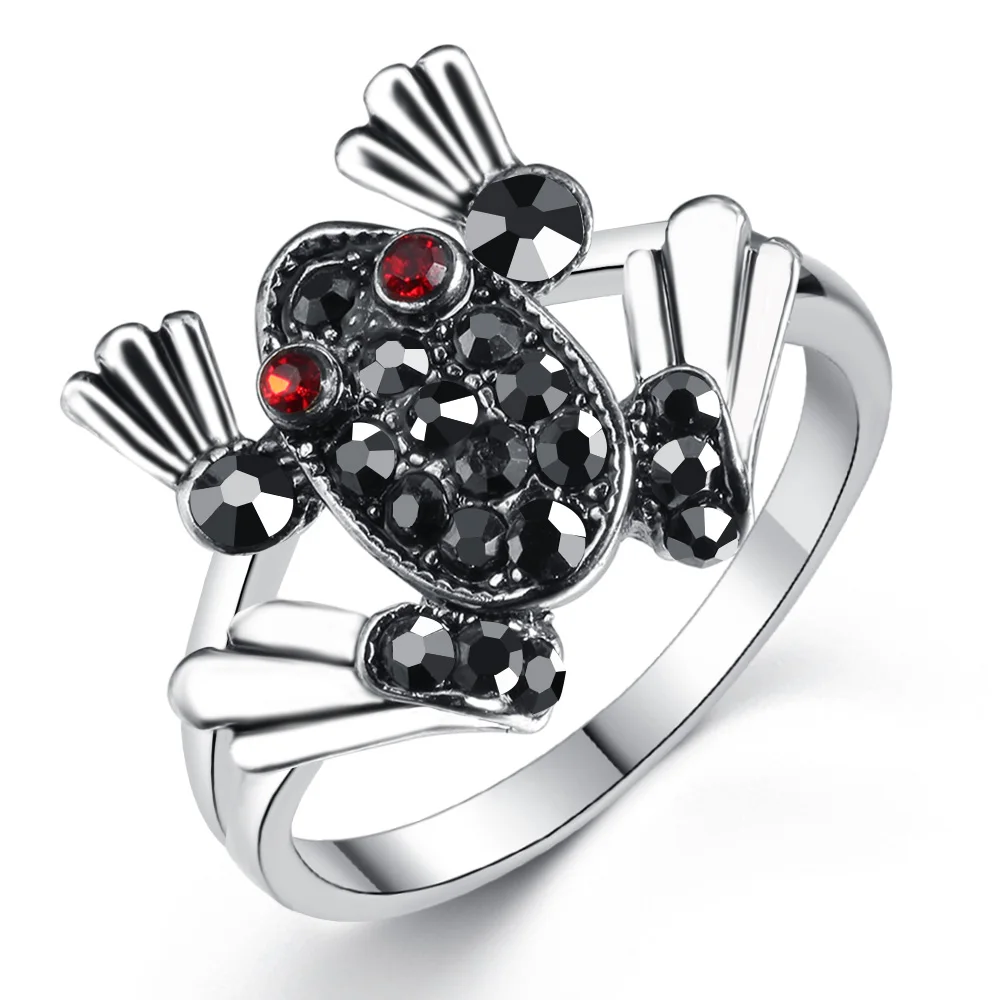 HPXmas New Designed Unisex Gold Silver Color Frog Shape Personalized Rings With Zircon Crystal For Men Gift