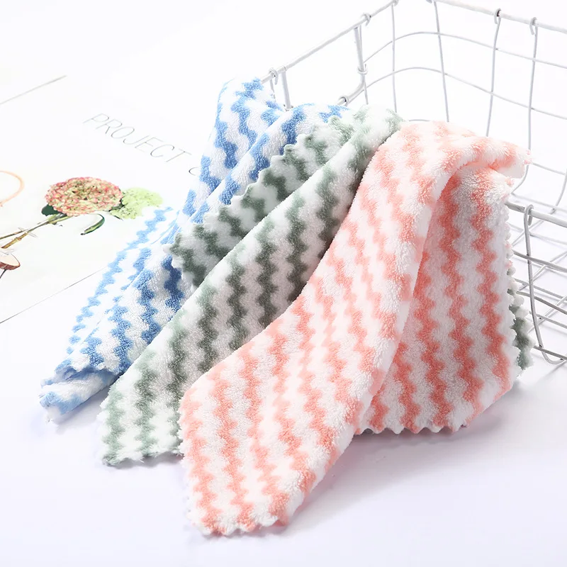 Super Absorbent Microfiber Cleaning Cloth Coral Fleece Dish Towel For Washing Dishes
