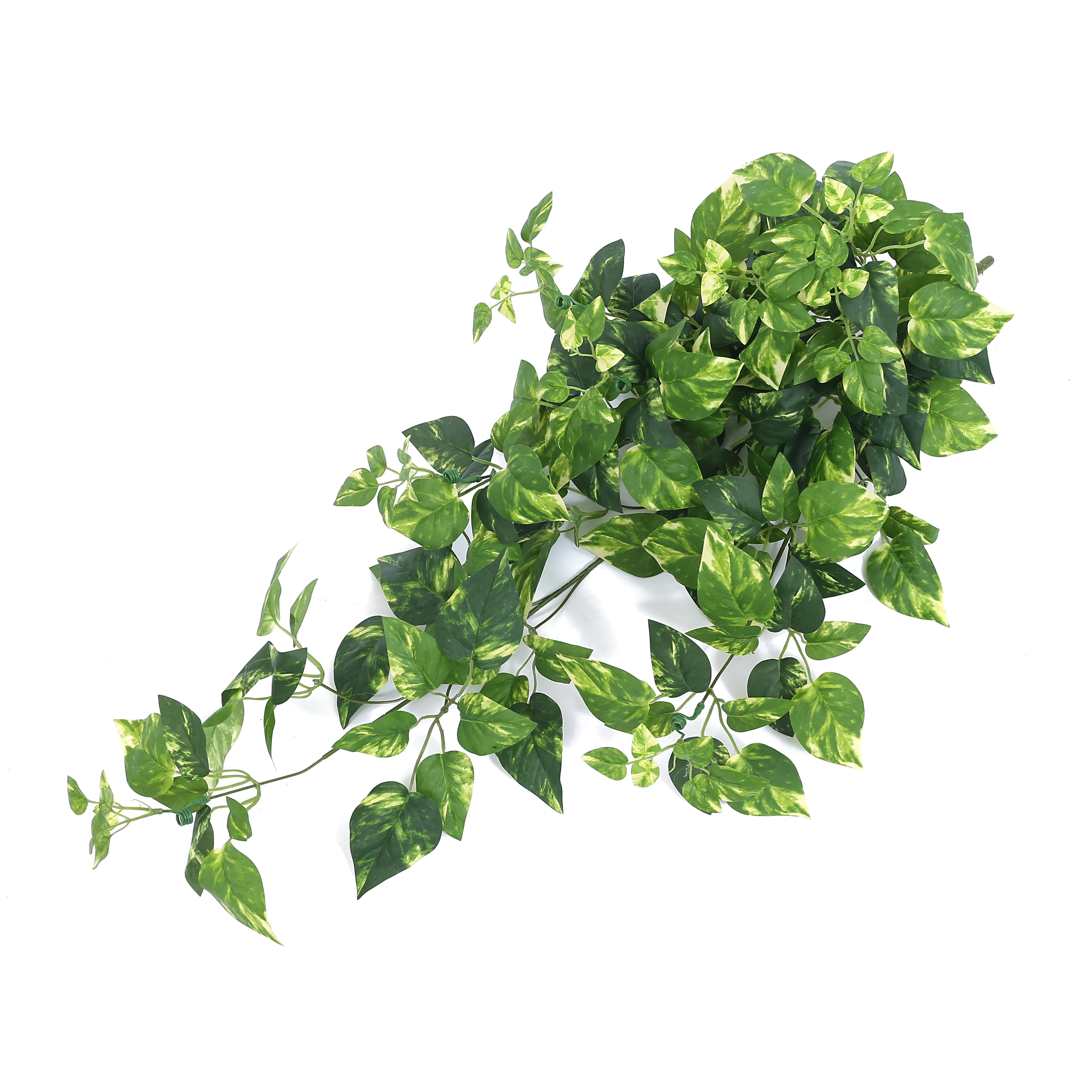 Faux Green Decorative Leaves Party Garland Plastic Coated Dieffenbachia Vines Artificial Leaf Wall Hanging Plants Vine