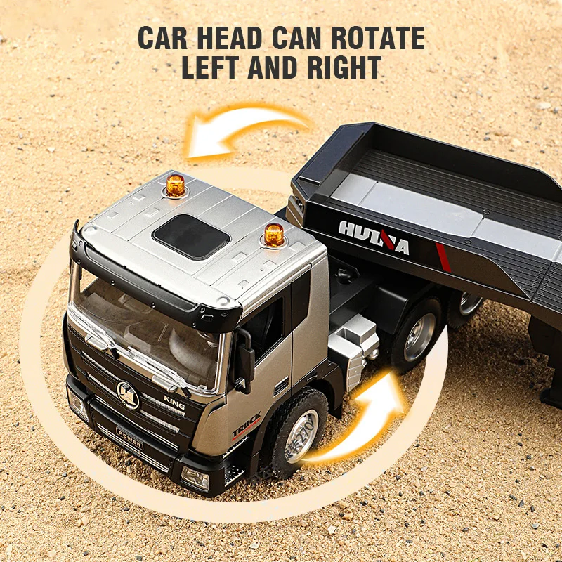 RC Flat Truck 1:24 Model 9Channels Alloy Engineer Vehicle 2.4G Remote Control Car Radio Controlled Trailer Toys for Boy