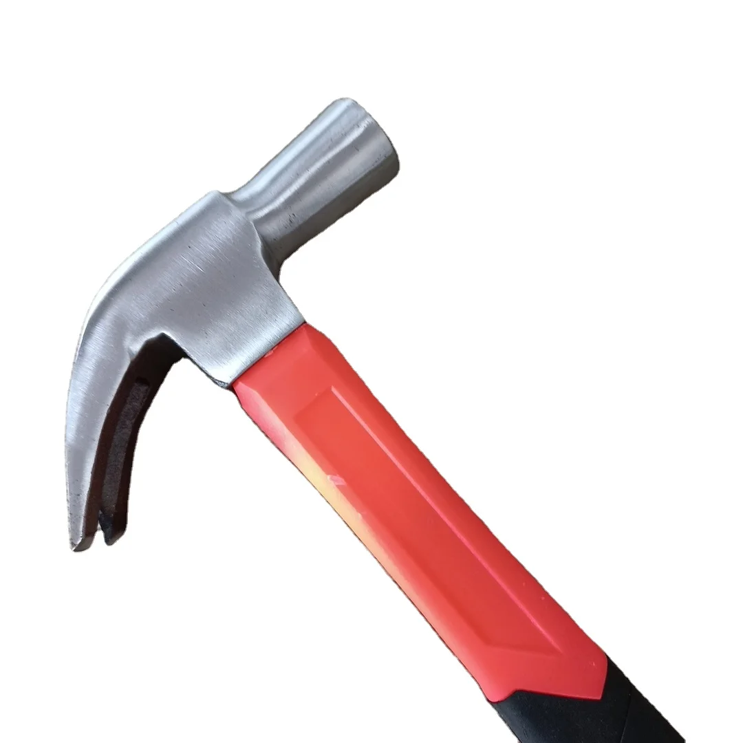 Professional 16oz carbon steel hand tool fiberglass handle claw hammer for repairing