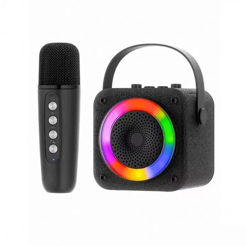Wholesale price 2024 U-K11 Wireless Portable Mini Karaoke Speaker Wireless Mic RGB Light Hifi Music children Speaker FM radio/TF/USB function active