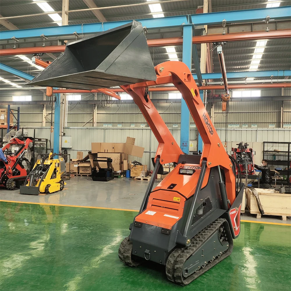 HT-V1000 Hydraulic Small Skid Steer Loader With Auger Trencher EPA/Euro 5 With Big Hydraulic Oil Tank Capacity