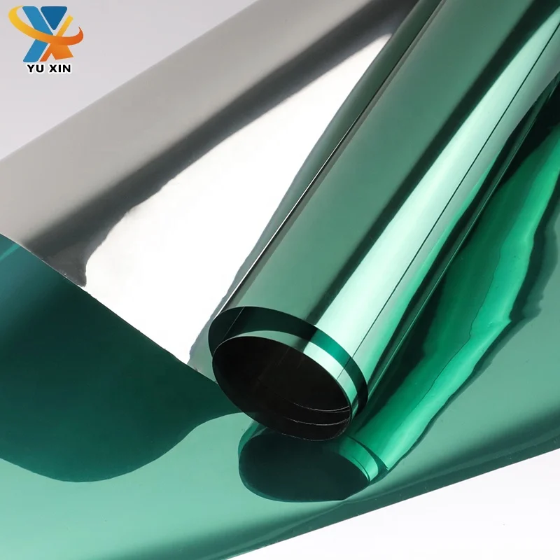 One side green mirror window tint film  for house home building PET material decorative solar film