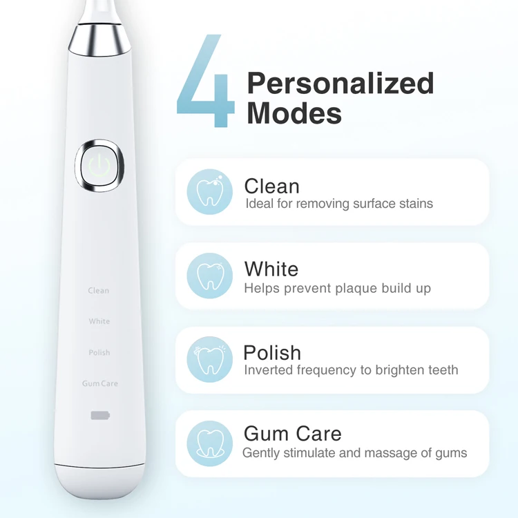 IPX7 Waterproof Food Grade PP Brush Head With DuPont Bristle sonic Electric Toothbrush rechargeable smart electric toothbrush