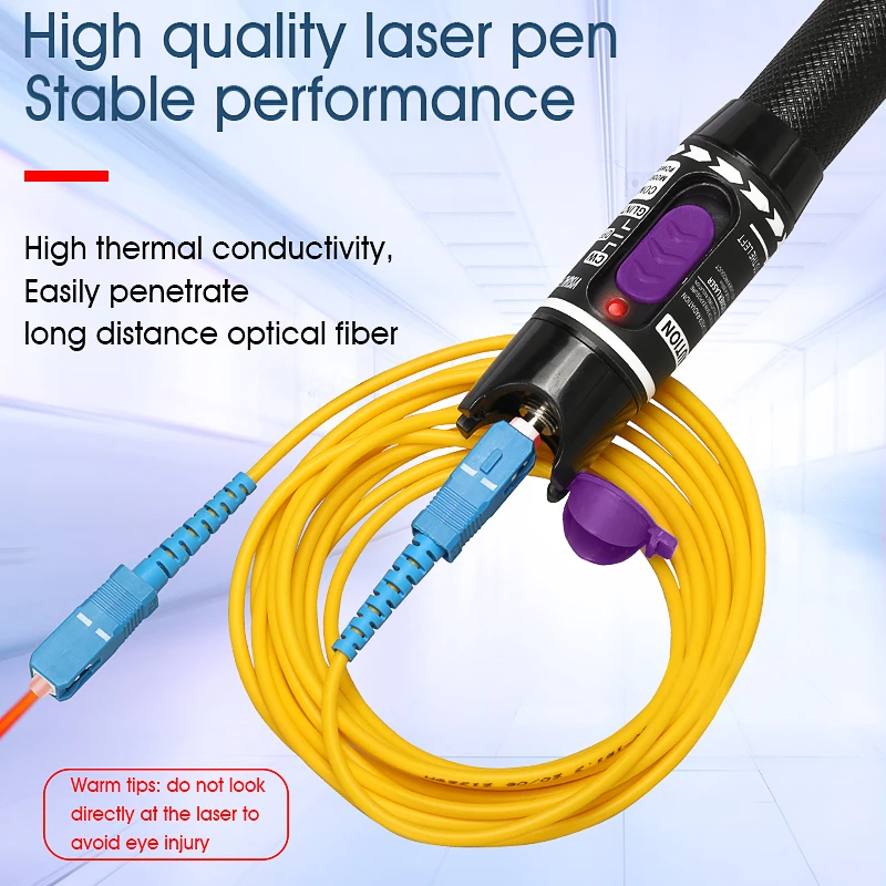 30MW Visual Fault Locator,Fiber Optic Cable Tester 5-30KM Range,Red Laser Light Pen,Type SC/FC/ST
