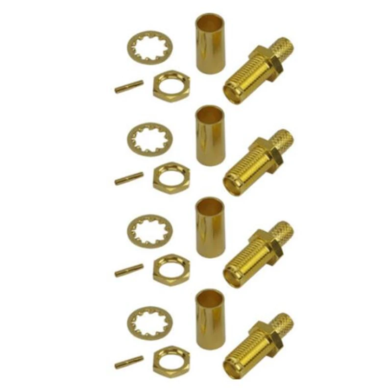 SMA Female  Crimp RG58 RG142 LMR195 RG400 Cable Straight High Quality Wire RF Coax Connector