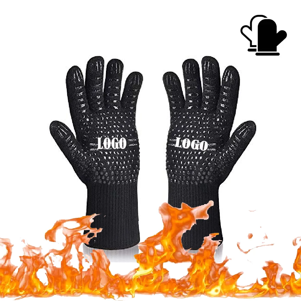 High Temperature 800 Degree Oven Glove Extreme Barbecue Heat Resistant Grill Glove for BBQ Baking With Custom Logo