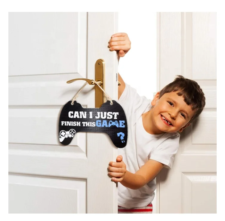 Can I Just Finish This Game Hanging Game Controller Wooden Plaque Gaming Quote Signs