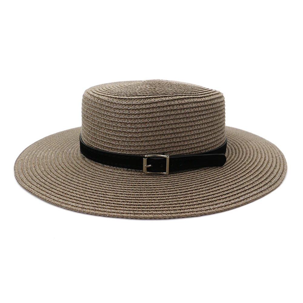 2022 New Fashion Fedora Beach Sun Hat uv Protection Custom Boater Flat Top Straw Hat