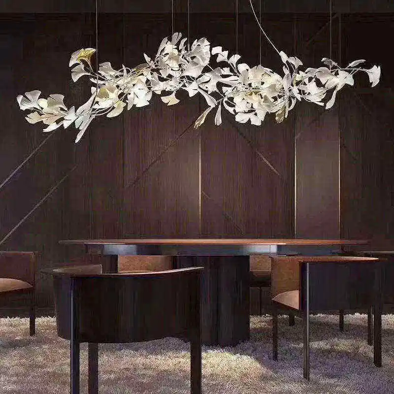 Extra Large Tall Ceramic leaf Chandelier High Ceiling Decorative Luxury Loft Hotel Lighting tulip chandelier Fixture