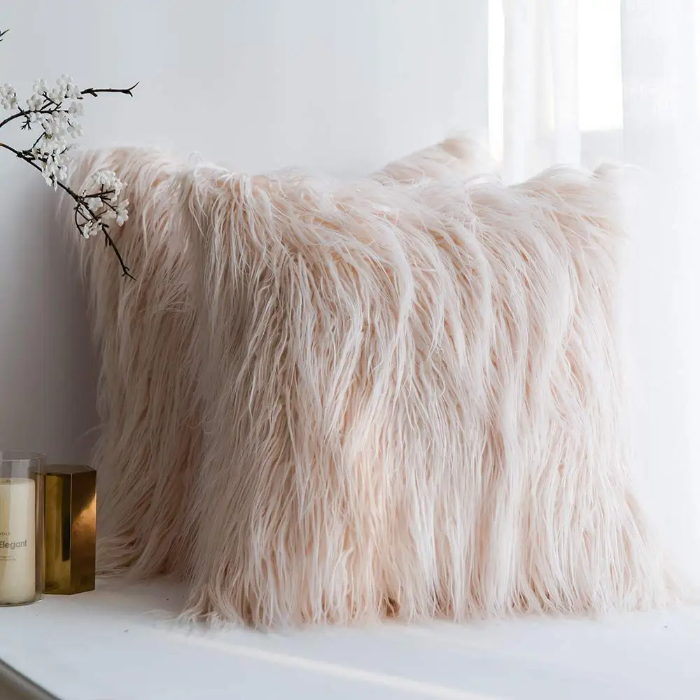 Decorative New Luxury Series Style Faux Fur Throw Pillow Case Cushion Cover for Sofa Bedroom Car