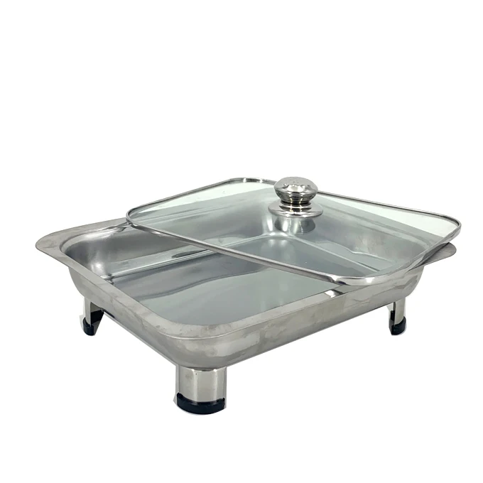 
cheap indian chafing rectangular dish food warmer Visible glass cover 