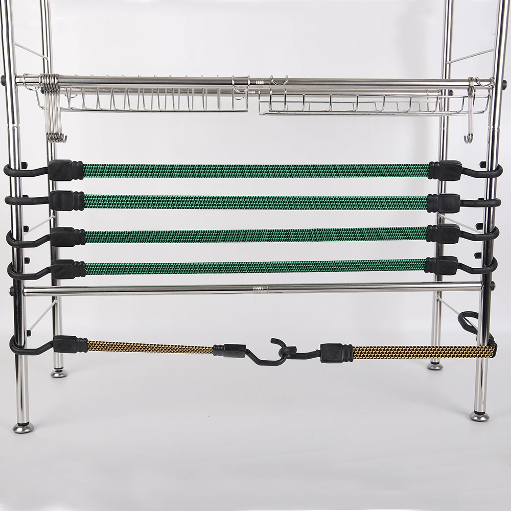 Bicycle Outdoor Flat Bungee Cord with Hooks High-Strength Elastic Bundled Flat Rope for Luggage Tie Down