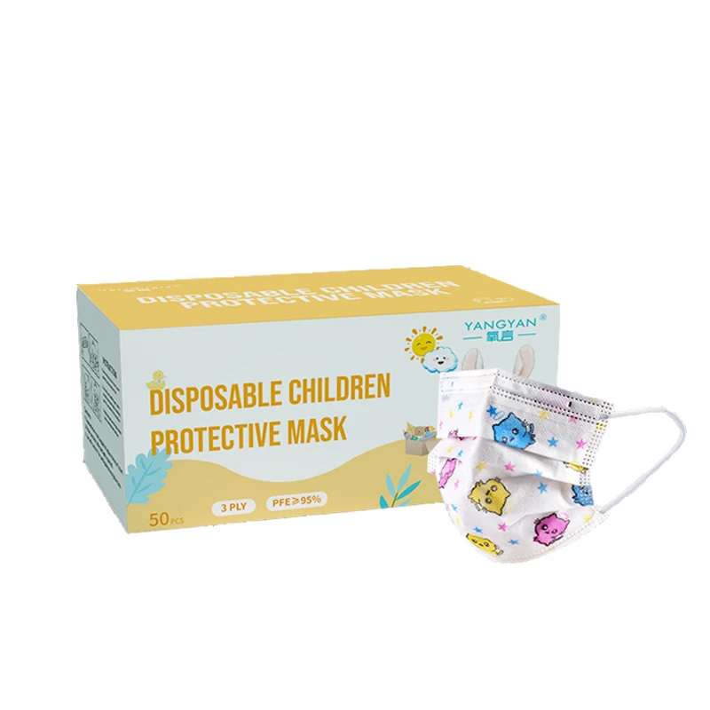Детская маска для лица 3 слоя милый животных для детей от двух до восьми петли уха маски мyльтяшнaя мaскa Защитная одноразовая детская маски для лица