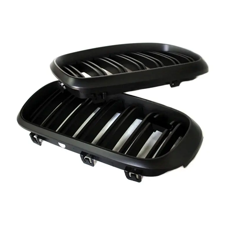 Glossy Black Double Slat Front Bumper Kidney Grill Grille for X5 X6 F15 F16 2014 - IN ABS Material Car Grille