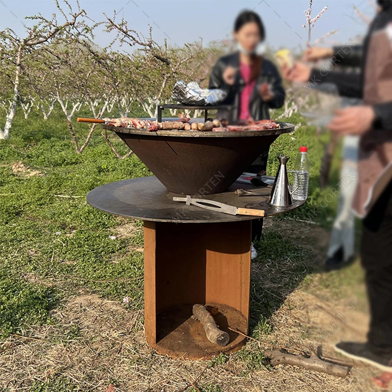 BBQ Outdoor Kitchen Cooking Grill Manufacturer Corten Steel Charcoal Fire Pit