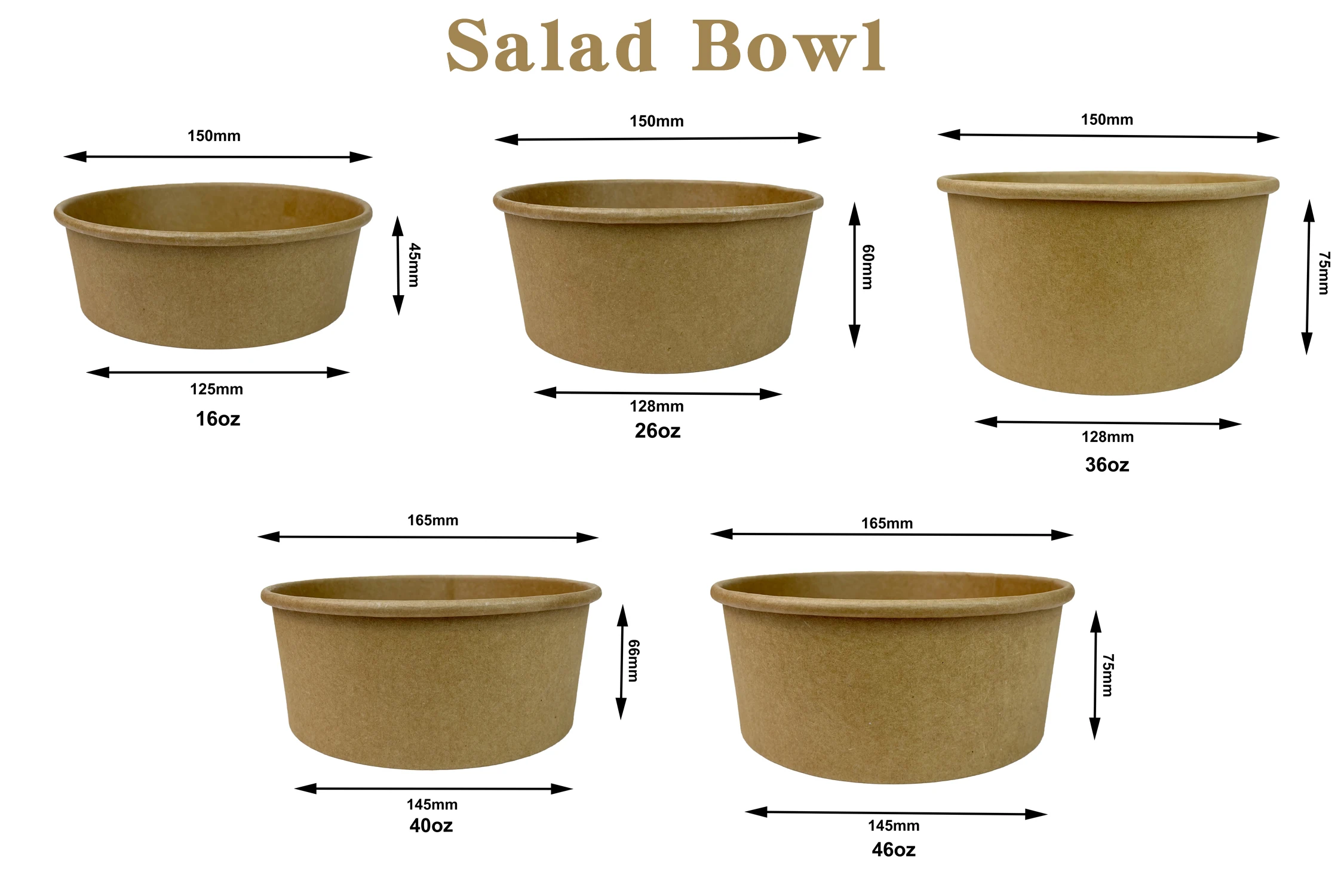 YBY OEM/ODM Cajas Kraft Custom Disposable Round Salad Bowl Food Packing Takeaway Soup With PP