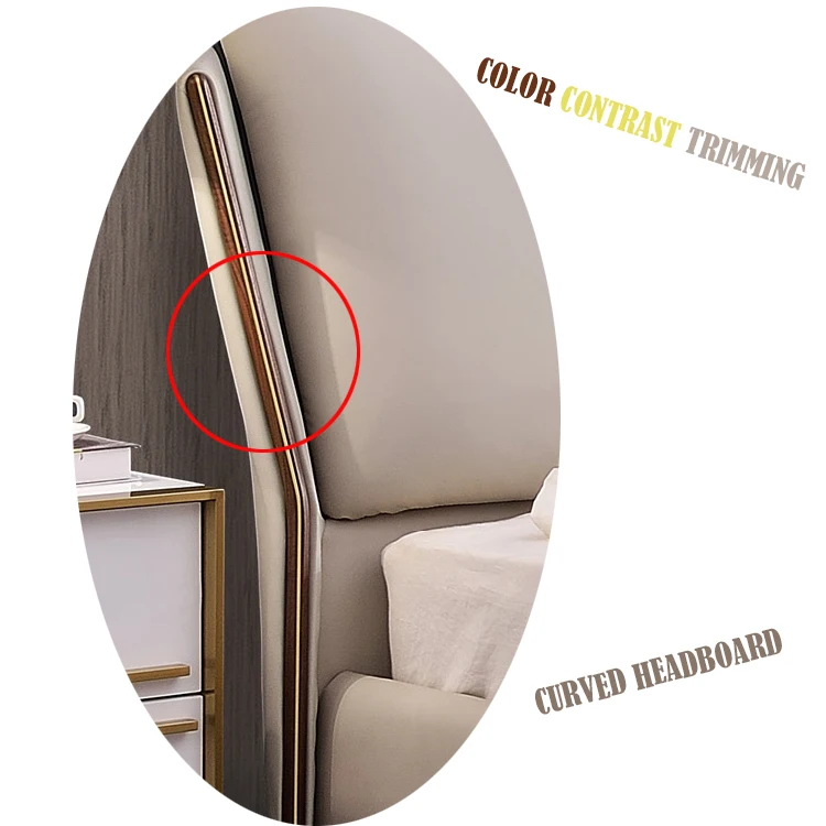 Modern Design Double King Queen Size Bed Frame With Leather Upholstered Headboard Bed Platform For Hotels Inn Guesthouse Suites